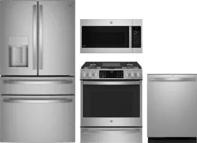 4 Piece Package Includes Refrigerator, Range, Microwave And Dishwasher